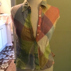 Sleeveless patchwork shirt